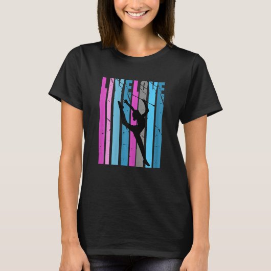 Retro Live Love Rhythmic Gymnastics Silhouette Col T-Shirt (Vorderseite)