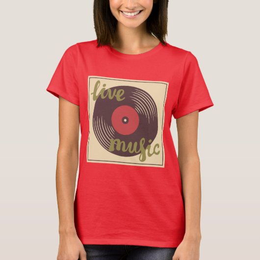 Retro Live Music Vinyl Record T - Shirt (Vorderseite)