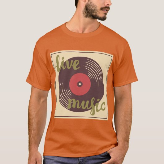 Retro Live Music Vinyl Record T - Shirt (Vorderseite)