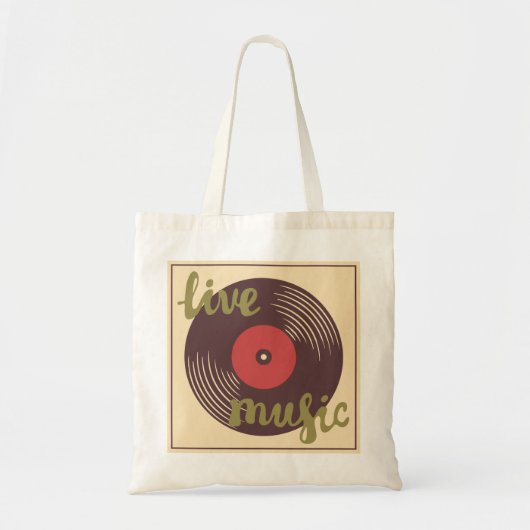 Retro Live Music Vinyl Record Tote Bag Tragetasche (Vorne)