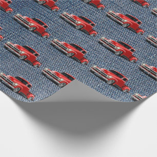 Retro-LKW auf Blue-Jean-Denim Geschenkpapier