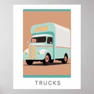 Retro-LKW-Druck in Pastellfarben   Transport Poster