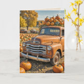 Retro-LKW mit Pumpkins für den Erntedank Karte (Gelbe Blume)