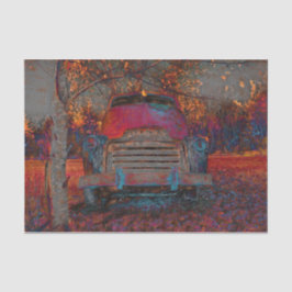 Retro LKW Vintager roter Orange Rustikaler Fall Seidenpapier