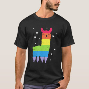 Retro Llama Alpaca Rainbow Lesbian Gay Pride Lgbt T-Shirt