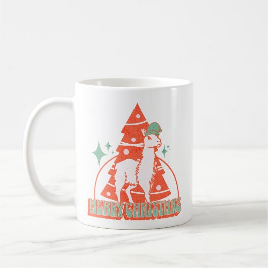 Retro Llama Alpaca Weihnachtstiercharakter Kaffeetasse (Links)