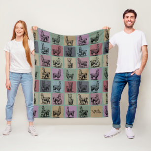 Retro Llama Blanket Gemütlich Alpaca Tier für Gesc Fleecedecke