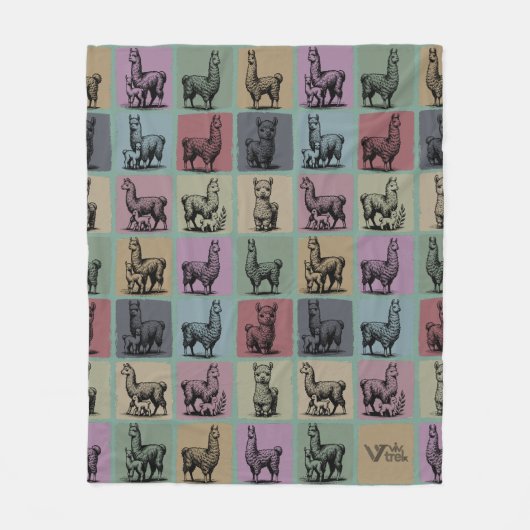 Retro Llama Blanket Gemütlich Alpaca Tier für Gesc Fleecedecke (Vorderseite)