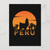 Retro Llama Peru Cactus Sunset Postkarte (Vorderseite)
