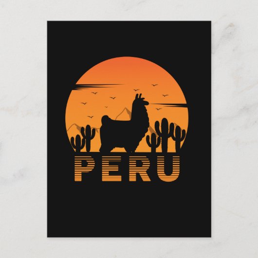 Retro Llama Peru Cactus Sunset Postkarte (Vorderseite)