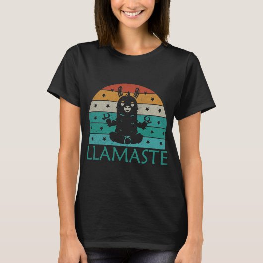 Retro Llamaste T - Shirt, Funny Yoga T-Shirt (Vorderseite)