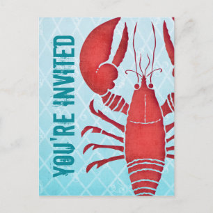 Retro Lobster Postcard Einladung
