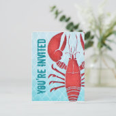 Retro Lobster Postcard Einladung (Stehend Vorderseite)