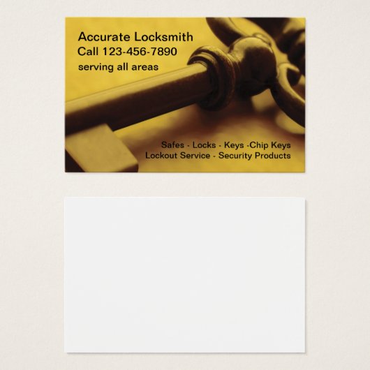 Retro Locksmith Theme Business Cards (Vorne & Hinten)