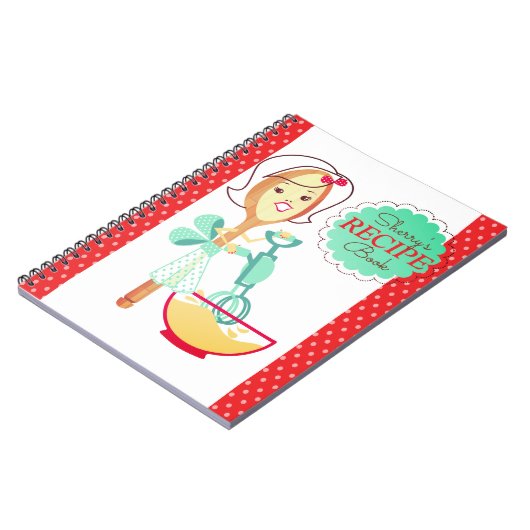 Retro-Löffel Backgirl Kochbuch Rezept Notebook Notizblock (Linke Seite)