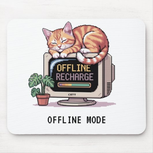 Retro Lofi PixelArt Sleeping Cat Offline Mouse Pad Mousepad (Vorne)