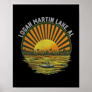 Retro Logan Martin Lake AL Vintage Alabama Sommer Poster