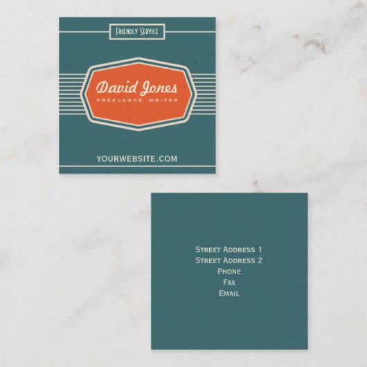 Retro Logo-Art-Quadrat-Form-Geschäfts-Karte Quadratische Visitenkarte (Vorne/Hinten)