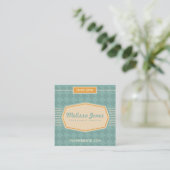 Retro Logo-Art-Quadrat-Form-Visitenkarte-Aqua Quadratische Visitenkarte (Stehend Vorderseite)