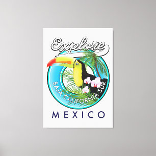 Retro-Logo Baja California Sur Mexiko Leinwanddruck