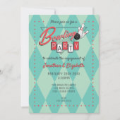 Retro-Logo-Bowling Party Einladung (Vorderseite)