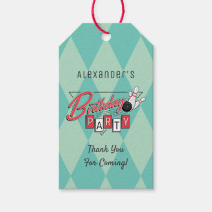 Retro Logo-Bowlings-Geburtstags-Party Geschenkanhänger