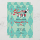 Retro Logo-Bowlings-Nachteinladung Einladung (Vorne/Hinten)