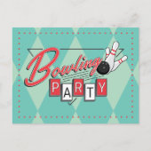 Retro Logo-Bowlings-Party-Postkarte Ankündigungspostkarte (Vorderseite)