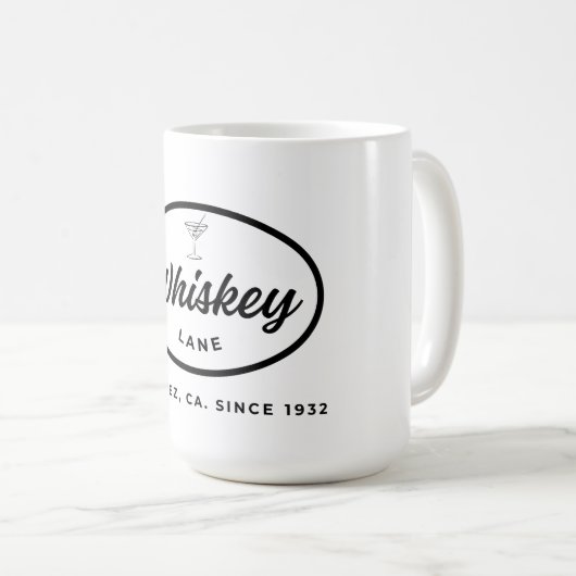 Retro-Logo der Whiskey-Lane Kaffeetasse (VorderseiteRechts)