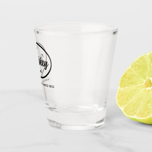 Retro-Logo der Whiskey-Lane Schnapsglas (Rechts)