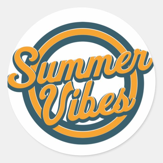 Retro-Logo für Sommerlaune. Runder Aufkleber (Vorderseite)