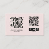 Retro-Logo-QR-Code-Rosa Visitenkarte (Vorderseite)