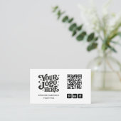 Retro-Logo QR-Code Visitenkarte (Stehend Vorderseite)