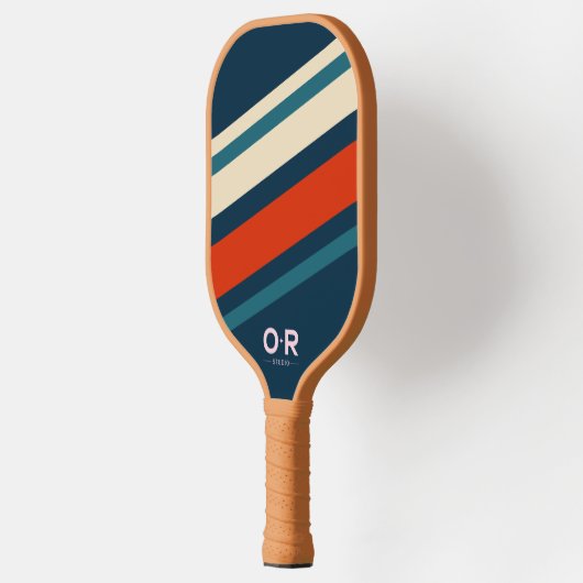 Retro-Logo Rot Weiß und Blau Pickleball Schläger (Links)