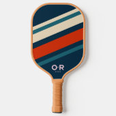 Retro-Logo Rot Weiß und Blau Pickleball Schläger (Rückseite)