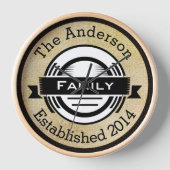 Retro-Logo-Stil für personalisierte Familienname Uhr (Vorderseite)