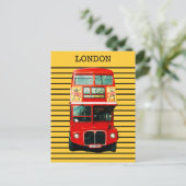 Retro London Bus im gelben Hintergrund Postkarte (Stehend Vorderseite)