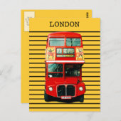 Retro London Bus im gelben Hintergrund Postkarte (Vorne/Hinten)