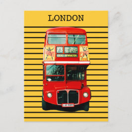 Retro London Bus im gelben Hintergrund Postkarte