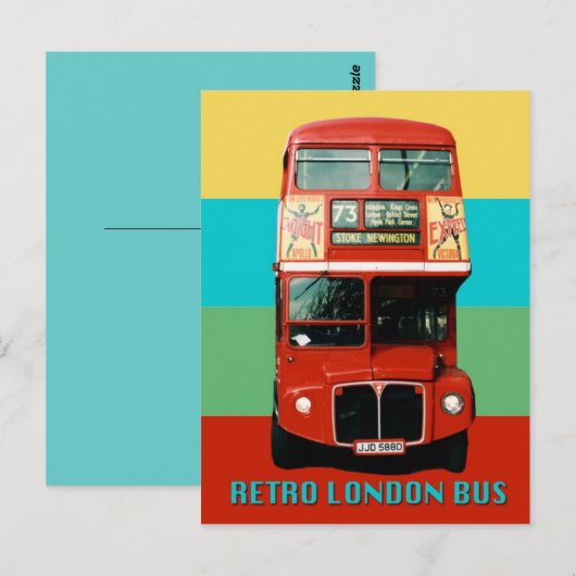 Retro London Bus Postkarte (Vorne/Hinten)
