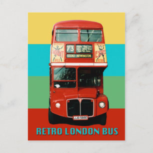 Retro London Bus Postkarte