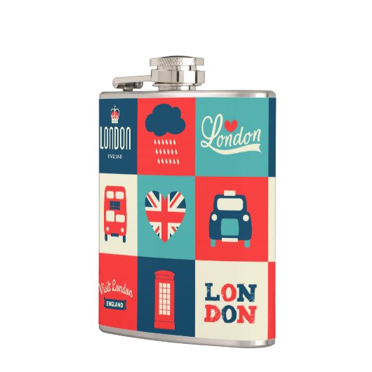 Retro London Collage Flask Flachmann (Links)