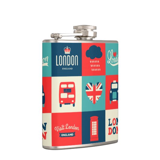 Retro London Collage Flask Flachmann (Rechts)