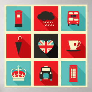 Retro-London-Collage-Plakat Poster