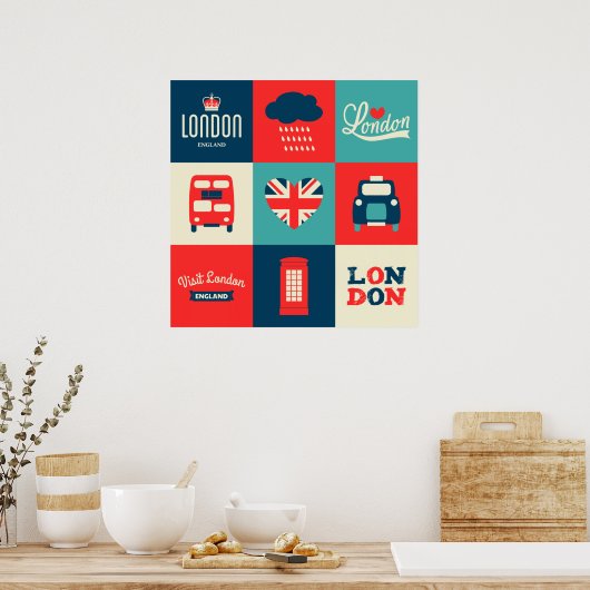 Retro London Collage Poster (Küche)