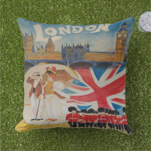 Retro London England Aquarell Kunst Heimdekoration Kissen Für Draußen