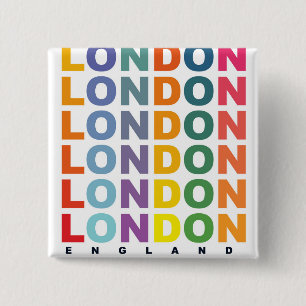 Retro London England Poster Button