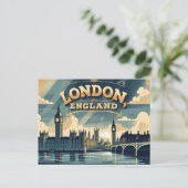 Retro London Glimpse Postkarte (Stehend Vorderseite)