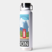 Retro London skyline Landmarks Trinkflasche (Rückseite)