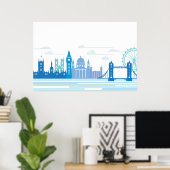 Retro London Skyline Poster (Heimbüro)